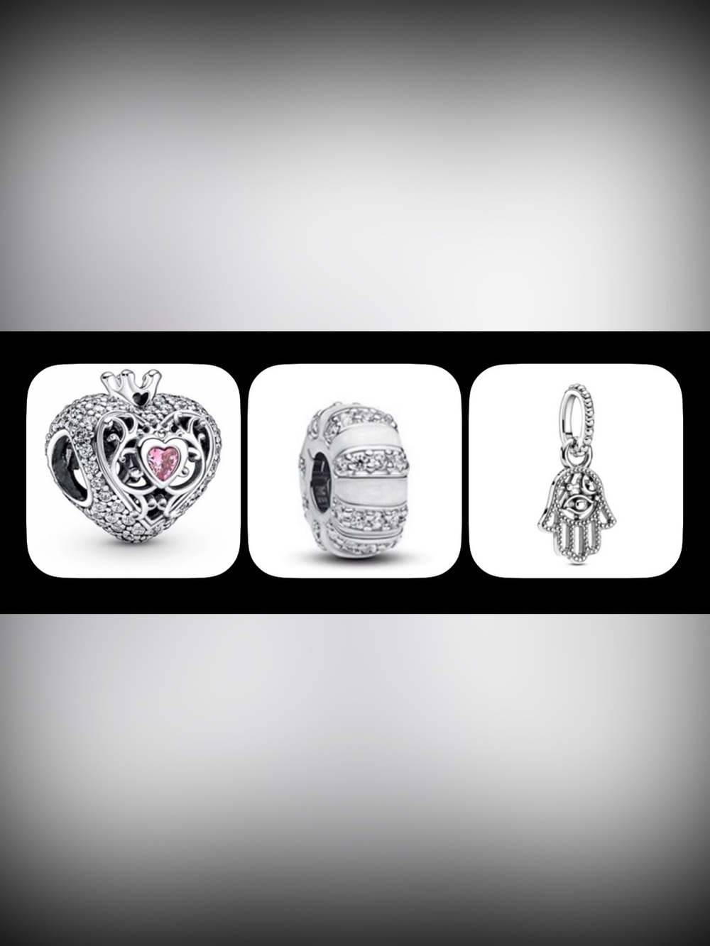 Pandora style silver charms 3 piece bundle